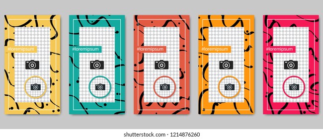 Trendy social network stories editable vector templates collection. Web application background for social media