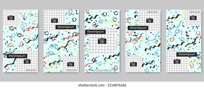 Trendy social network stories editable vector templates collection. Web application background for social media