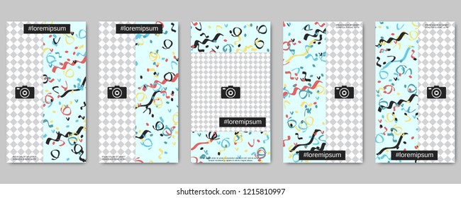 Trendy social network stories editable vector templates collection. Web application background for social media