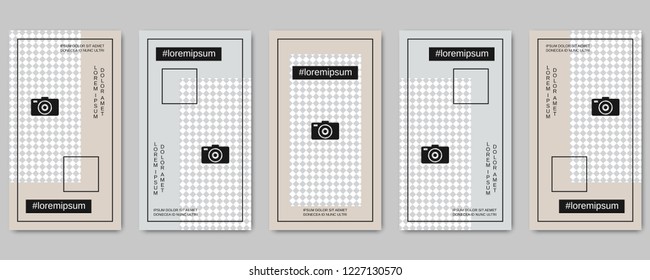 Trendy social network stories editable vector templates collection. Web application background for social media