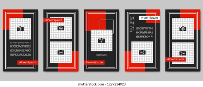 Trendy social network stories editable vector templates collection. Web application background for social media