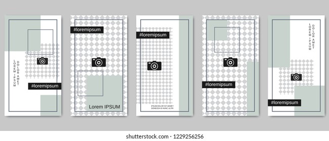 Trendy social network stories editable vector templates collection. Web application background for social media