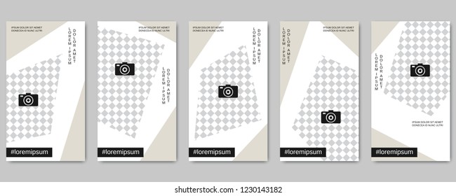 Trendy social network stories editable vector templates collection. Web application background for social media