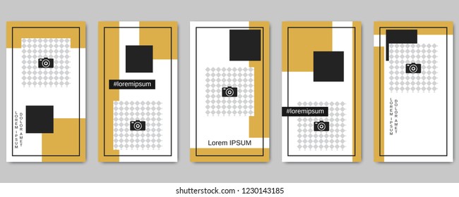 Trendy social network stories editable vector templates collection. Web application background for social media