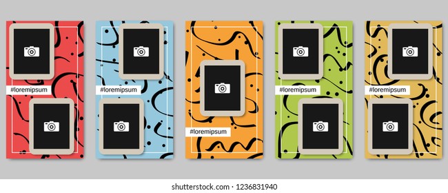 Trendy social network stories editable vector templates collection. Web application background for social media