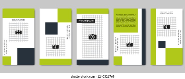 Trendy social network stories editable vector templates collection. Web application background for social media