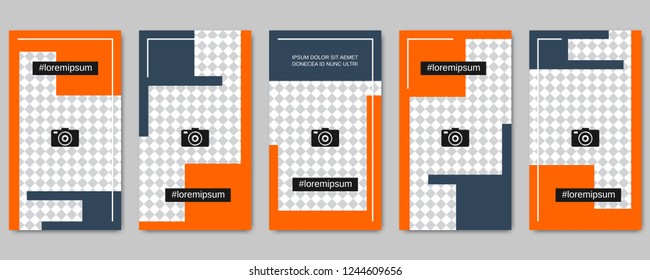 Trendy social network stories editable vector templates collection. Web application background for social media