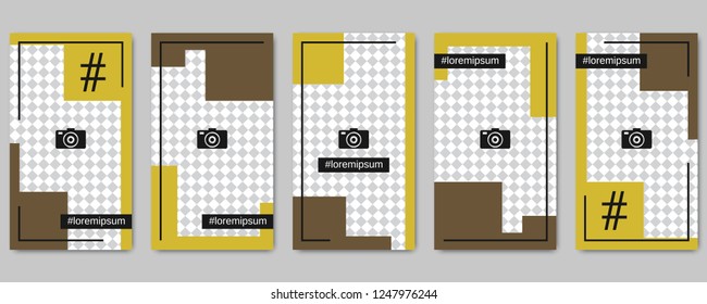 Trendy social network stories editable vector templates collection. Web application background for social media