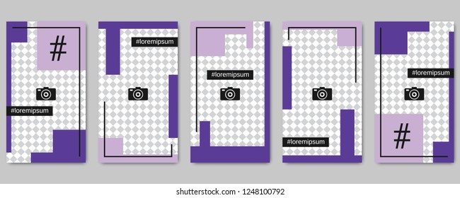 Trendy social network stories editable vector templates collection. Web application background for social media