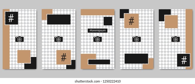 Trendy social network stories editable vector templates collection. Web application background for social media