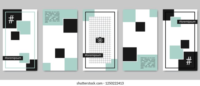 Trendy social network stories editable vector templates collection. Web application background for social media