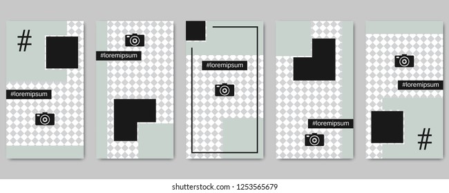 Trendy social network stories editable vector templates collection. Web application background for social media