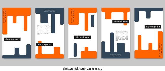 Trendy social network stories editable vector templates collection. Web application background for social media