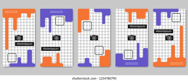 Trendy social network stories editable vector templates collection. Web application background for social media