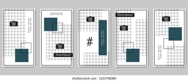 Trendy social network stories editable vector templates collection. Web application background for social media