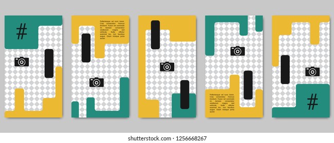 Trendy social network stories editable vector templates collection. Web application background for social media