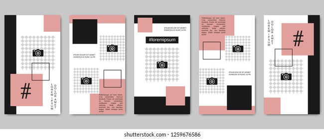 Trendy social network stories editable vector templates collection. Web application background for social media