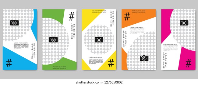 Trendy social network stories editable vector templates collection. Web application background for social media