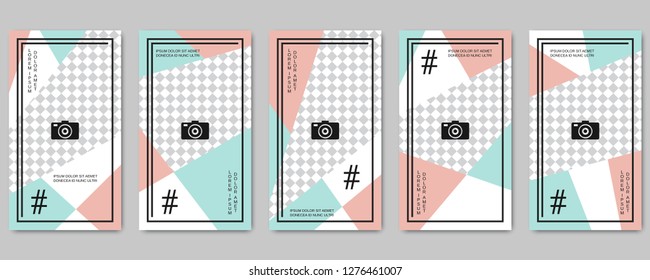Trendy social network stories editable vector templates collection. Web application background for social media