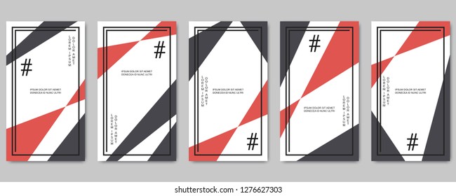 Trendy social network stories editable vector templates collection. Web application background for social media