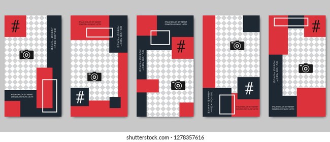 Trendy social network stories editable vector templates collection. Web application background for social media
