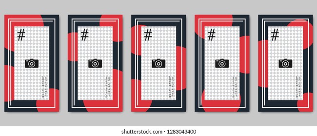 Trendy social network stories editable vector templates collection. Web application background for social media