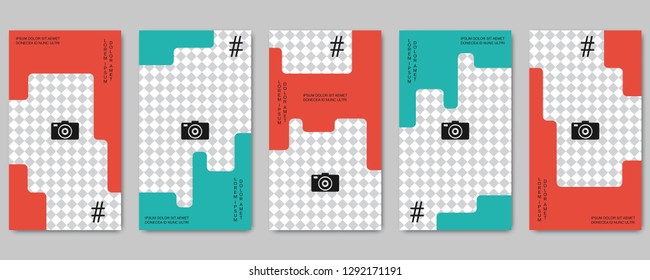 Trendy social network stories editable vector templates collection. Web application background for social media