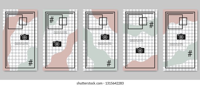 Trendy social network stories editable vector templates collection. Web application background for social media