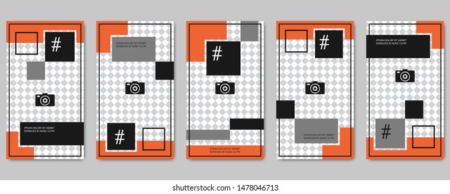 Trendy social network stories editable vector templates collection. Web application background for social media
