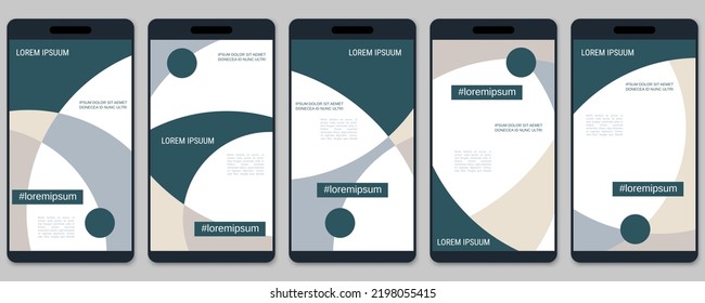 Trendy social network stories editable vector templates collection. Web application background for social media