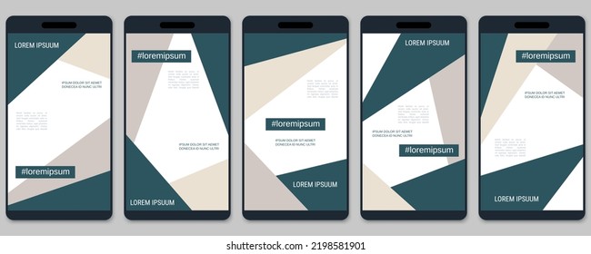 Trendy social network stories editable vector templates collection. Web application background for social media