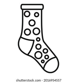 Vector de contorno de iconos de moda. Calcetín deportivo de invierno. Elemento de moda
