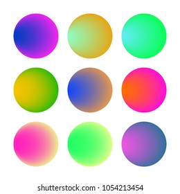 Trendy soft color round gradient set with abstract backgrounds. Vector illustration.