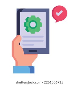 Trendy software automated testing flat icon, 
