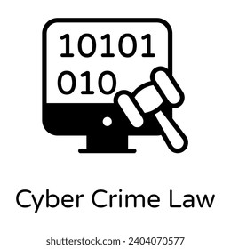 A trendy solid icon of cyber crime law 