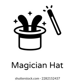 A trendy solid icon of magic hat 