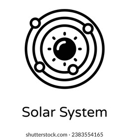 A trendy solid style icon of solar system