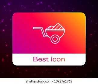 Trendy space backgraund with Construction wheelbarrow vector icon