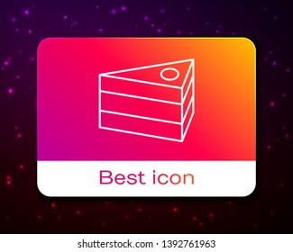 Trendy space backgraund with Icon of cake. Graphic piece of birthday cake
