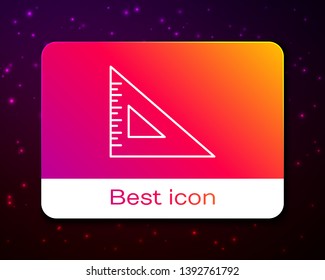 Trendy space backgraund with Ruler icon. Triangle ruler simple illustration.