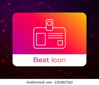Trendy space background with Badge blank plastic empty security. Space for text.