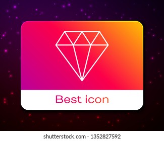 Trendy space background with Diamond icon. Gemstone symbol