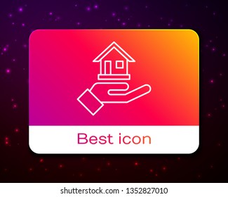 Trendy space background with House Care Logo, House + Hand Logo