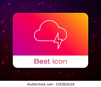Trendy space background with Storm cloud with rain and lightning. Thunderstorm illustration