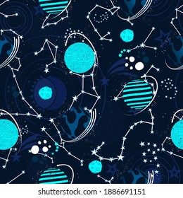 trendy space print. seamless cosmo pattern for fashion textile, fabric, t shirt