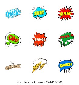 Trendy speech bubble icons set. Cartoon set of 9 trendy speech bubble vector icons for web isolated on white background