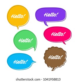 Trendy speech bubbles set in flat design with messages vector illustration