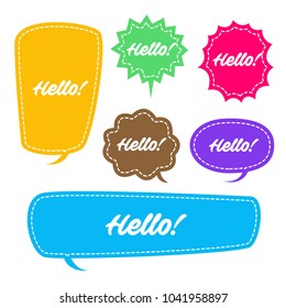 Trendy speech bubbles set in flat design with messages vector illustration