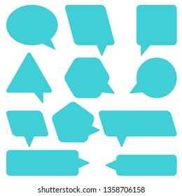 Trendy  Speech Bubbles Set  Rectangle Circle Square Shapes Sample Vector Flat Illustration