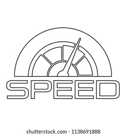 Trendy speedometer logo. Outline trendy speedometer vector logo for web design isolated on white background